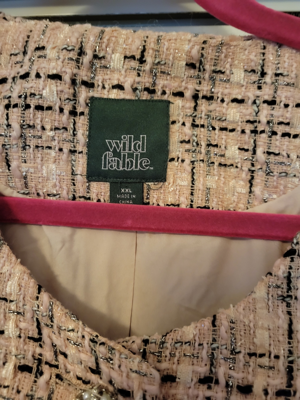 Wild Fable Pink Tweed Boxy Jacket With Rhinestone Buttons - Picture 2 of 3